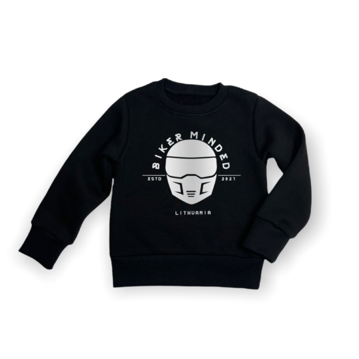 Biker minded juodas džemperis su sidabro spalvos logotipu