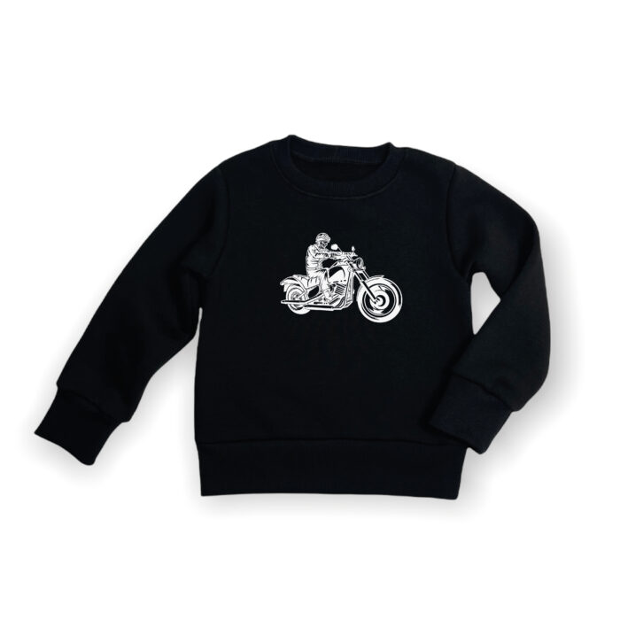 Juodas džemperis BIKER WHITE